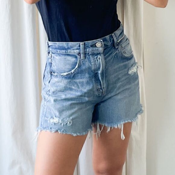 Moussy Vintage MV Pelion High Rise Distressed Cut-Off Shorts In Blue Size 24 NWT - Picture 6 of 13